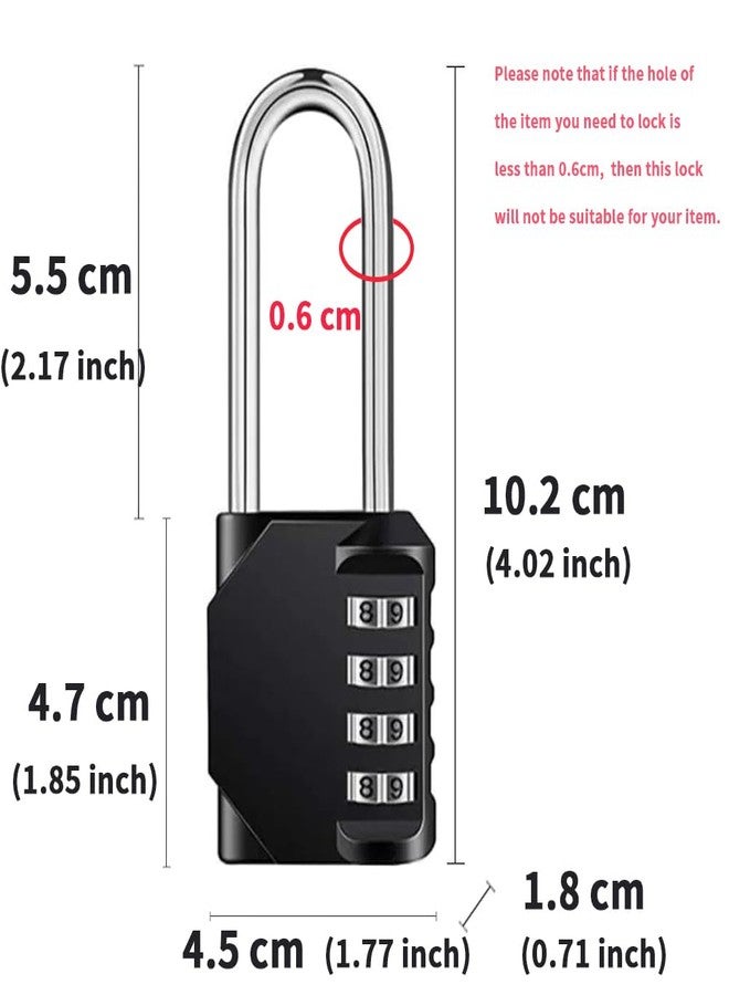 ANZAILALA Number Lock Long Neck Combination Lock 4 Digit Cable Lock for Door, Lockers, Case, Toolbox (L Size, Black) - Image 3